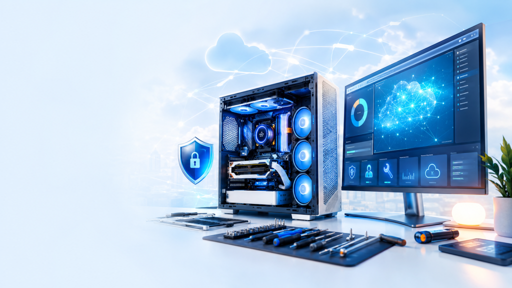 Custom computer repair, PC building, cybersecurity, and cloud technology support